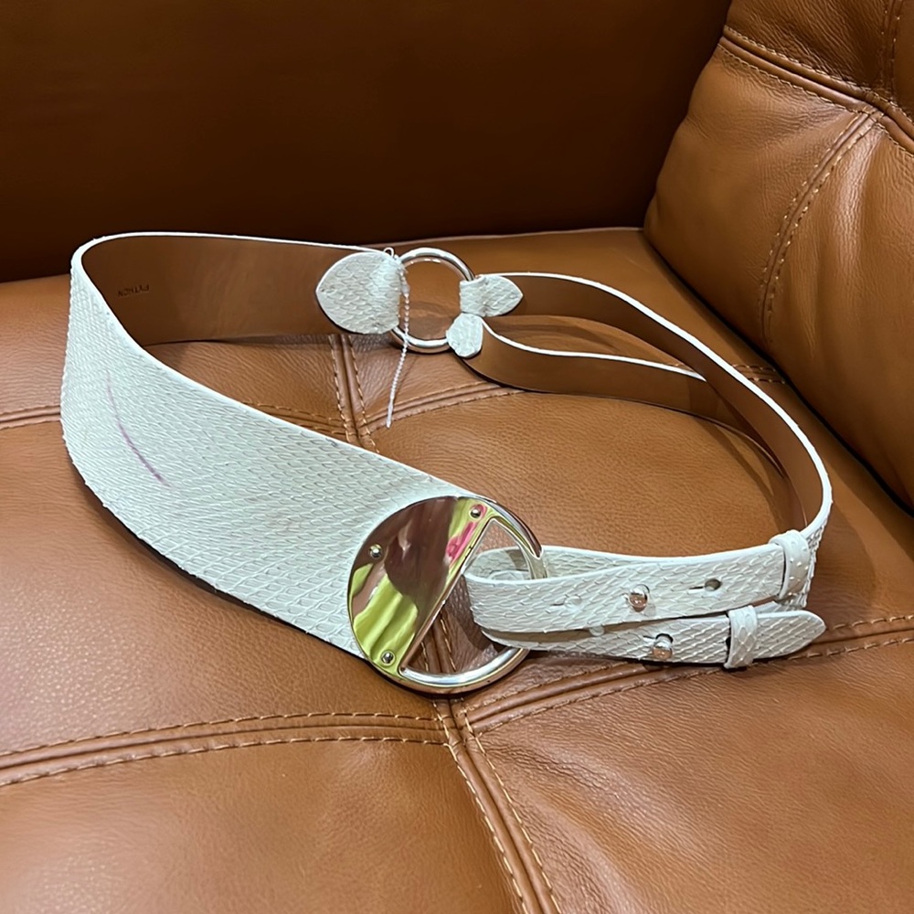 Vintage Ralph Lauren Python White Belt. Sz M . Italy. Imperfections!